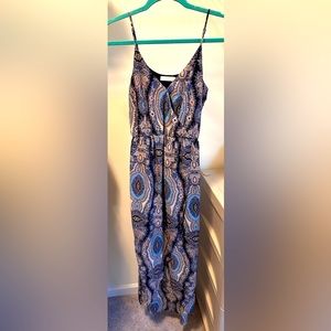 XS Lush blue and pink paisley high low dress